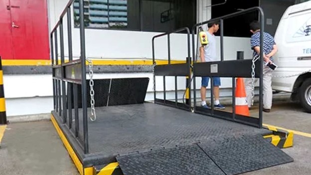 Close up view of Morn Cargo lift in warehouse